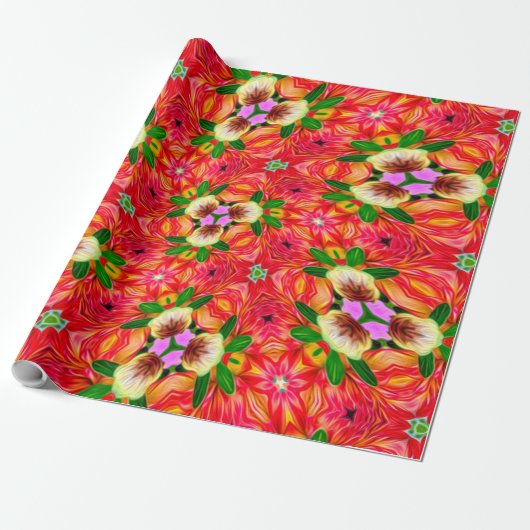 Dahlia Flower Pattern Cadeaupapier (Uitgerold)