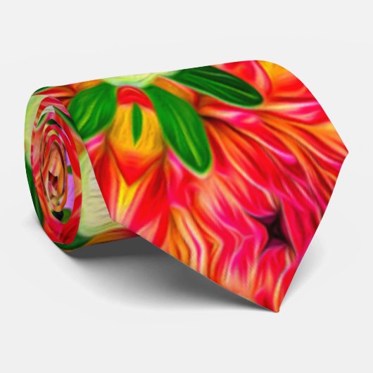 Dahlia Flower Pattern Stropdas (Opgerold)