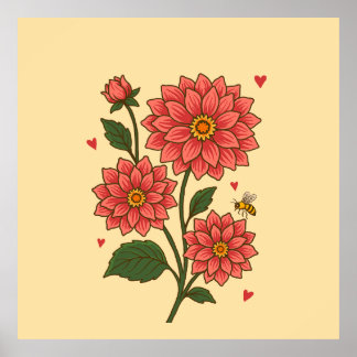 Dahlia Flower Poster