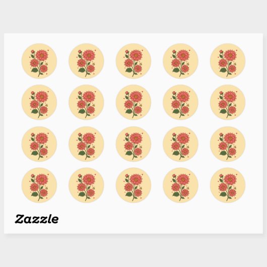 Dahlia Flower Ronde Sticker (Vel)