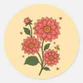 Dahlia Flower Ronde Sticker (Voorkant)