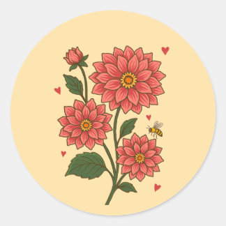 Dahlia Flower Ronde Sticker