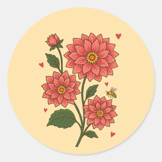 Dahlia Flower Ronde Sticker (Voorkant)