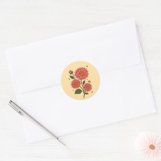 Dahlia Flower Ronde Sticker (Envelop)