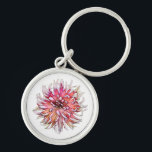 DAHLIA FLOWER SLEUTELHANGER<br><div class="desc">An art design of a beautiful pink and white dahlia flower.</div>