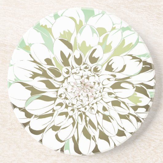 Dahlia flower stone coaster - round zandsteen onderzetter (Voorkant)
