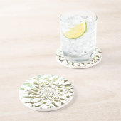 Dahlia flower stone coaster - round zandsteen onderzetter (Zijkant)
