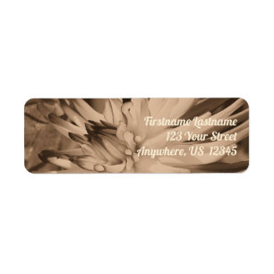 Dahlia Flower Up in Sepia Address Etiket