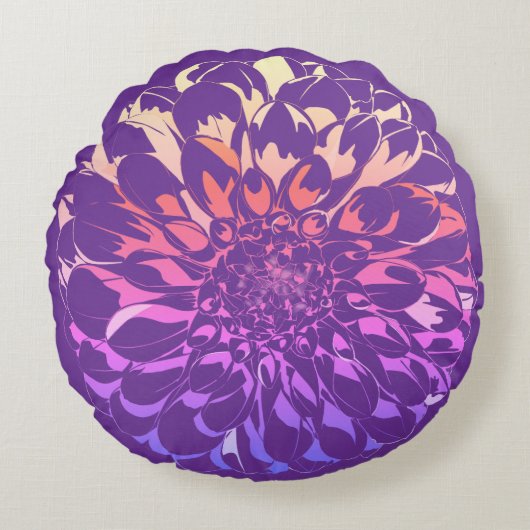 Dahlia flower violet pillow  rond kussen (Voorkant)