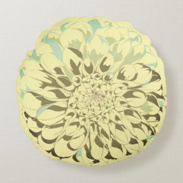 Dahlia flower yellow pillow  rond kussen