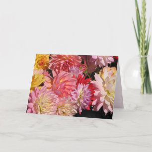 Dahlia Flowers Birthday Card Kaart