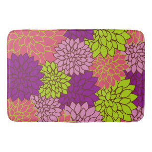 Dahlia Flowers, Colorful Flowers, Floral Pattern Badmat