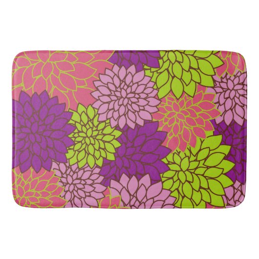 Dahlia Flowers, Colorful Flowers, Floral Pattern Badmat (Voorkant)