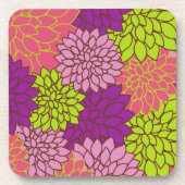 Dahlia Flowers, Colorful Flowers, Floral Pattern Bier Onderzetter (Voorkant)