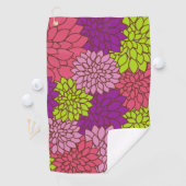 Dahlia Flowers, Colorful Flowers, Floral Pattern Golfhanddoek (Insitu)