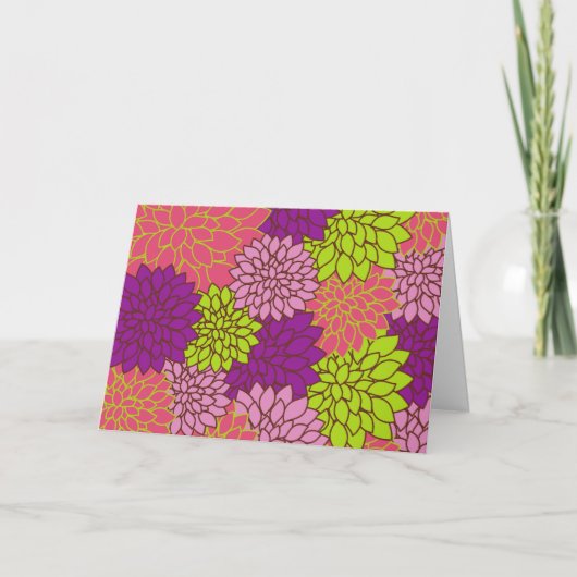 Dahlia Flowers, Colorful Flowers, Floral Pattern Kaart (Voorkant)