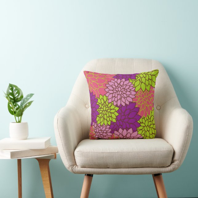 Dahlia Flowers, Colorful Flowers, Floral Pattern Kussen (Stoel)