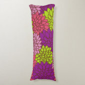 Dahlia Flowers, Colorful Flowers, Floral Pattern Lichaamskussen (Voorkant Verticaal)