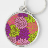 Dahlia Flowers, Colorful Flowers, Floral Pattern Sleutelhanger (Voorkant)
