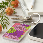 Dahlia Flowers, Colorful Flowers, Floral Pattern Sleutelhanger (Voorkant Rechts)