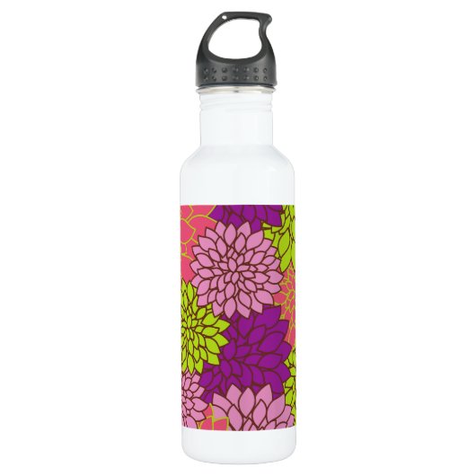 Dahlia Flowers, Colorful Flowers, Floral Pattern Waterfles (Voorkant)