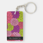 Dahlia Flowers, Colorful Flowers, Jouw naam Sleutelhanger (achterkant)