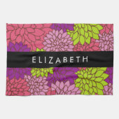 Dahlia Flowers, Colorful Flowers, Jouw naam Theedoek (Horizontaal)