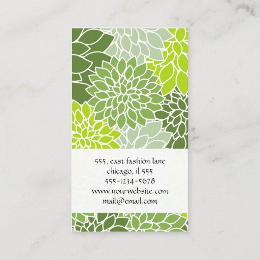 Dahlia Flowers, Floral, Floristry, bloemenwinkel Visitekaartje (Achterkant)