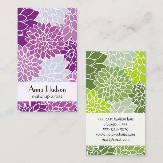 Dahlia Flowers, Floral, Floristry, bloemenwinkel Visitekaartje (Voorkant / Achterkant)