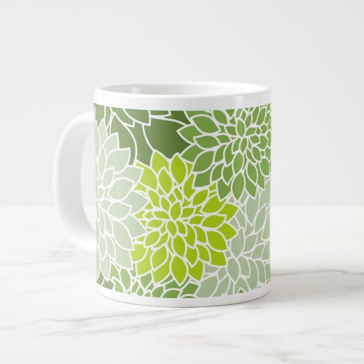 Dahlia Flowers, Flowers Pattern, Green Dahlia Grote Koffiekop (Links)