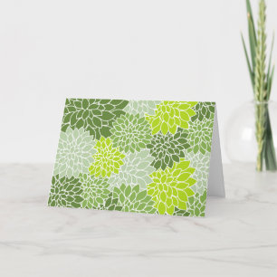 Dahlia Flowers, Flowers Pattern, Green Dahlia Kaart