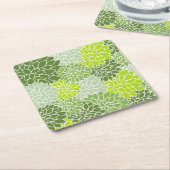 Dahlia Flowers, Flowers Pattern, Green Dahlia Kartonnen Onderzetters (Schuin)