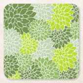 Dahlia Flowers, Flowers Pattern, Green Dahlia Kartonnen Onderzetters (Voorkant)