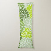 Dahlia Flowers, Flowers Pattern, Green Dahlia Lichaamskussen (Voorkant Verticaal)