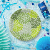 Dahlia Flowers, Flowers Pattern, Green Dahlia Papieren Bordje (Feest)