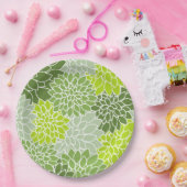 Dahlia Flowers, Flowers Pattern, Green Dahlia Papieren Bordje (Feest)