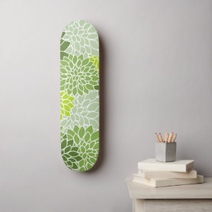 Dahlia Flowers, Flowers Pattern, Green Dahlia Persoonlijk Skateboard