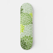 Dahlia Flowers, Flowers Pattern, Green Dahlia Persoonlijk Skateboard (Voorkant)