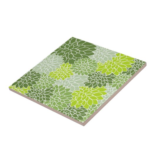Dahlia Flowers, Flowers Pattern, Green Dahlia Tegeltje (Zijkant)