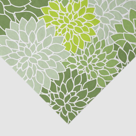 Dahlia Flowers, Flowers Pattern, Green Dahlia Tissuepapier (Detail)