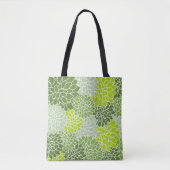 Dahlia Flowers, Flowers Pattern, Green Dahlia Tote Bag (Voorkant)