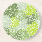 Dahlia Flowers, Flowers Pattern, Green Dahlia Zandsteen Onderzetter (Voorkant)