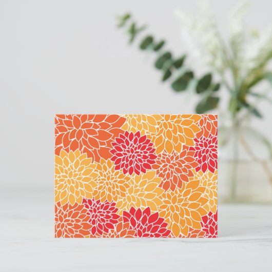 Dahlia Flowers, Flowers Pattern, Oranje Dahlia Briefkaart (Staand voorkant)