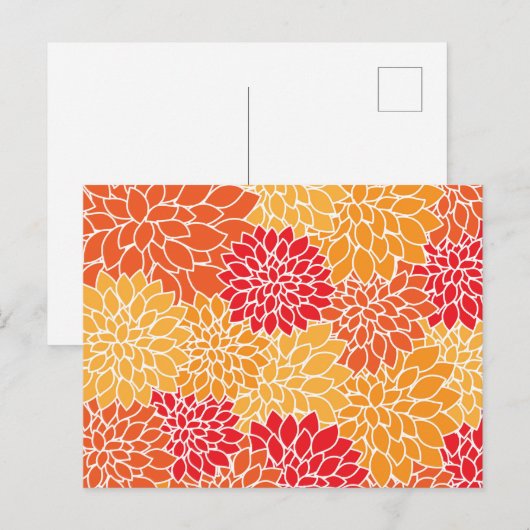 Dahlia Flowers, Flowers Pattern, Oranje Dahlia Briefkaart (Voorkant / Achterkant)