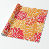 Dahlia Flowers, Flowers Pattern, Oranje Dahlia Cadeaupapier (Uitgerold)