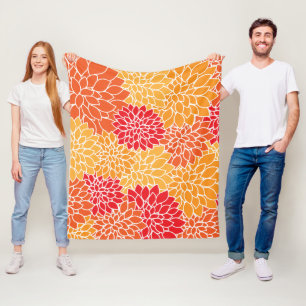 Dahlia Flowers, Flowers Pattern, Oranje Dahlia Fleece Deken