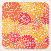 Dahlia Flowers, Flowers Pattern, Oranje Dahlia Kartonnen Onderzetters (Voorkant)