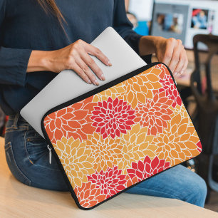 Dahlia Flowers, Flowers Pattern, Oranje Dahlia Laptop Sleeve