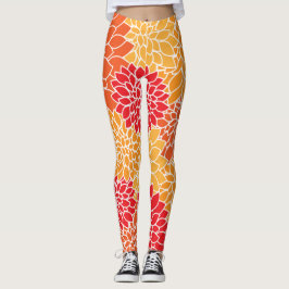 Dahlia Flowers, Flowers Pattern, Oranje Dahlia Leggings