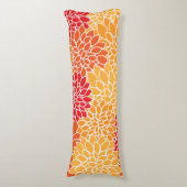 Dahlia Flowers, Flowers Pattern, Oranje Dahlia Lichaamskussen (Voorkant Verticaal)